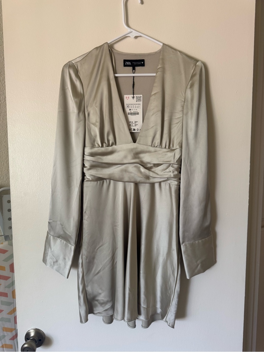 Zara Satin Silver Party Dress